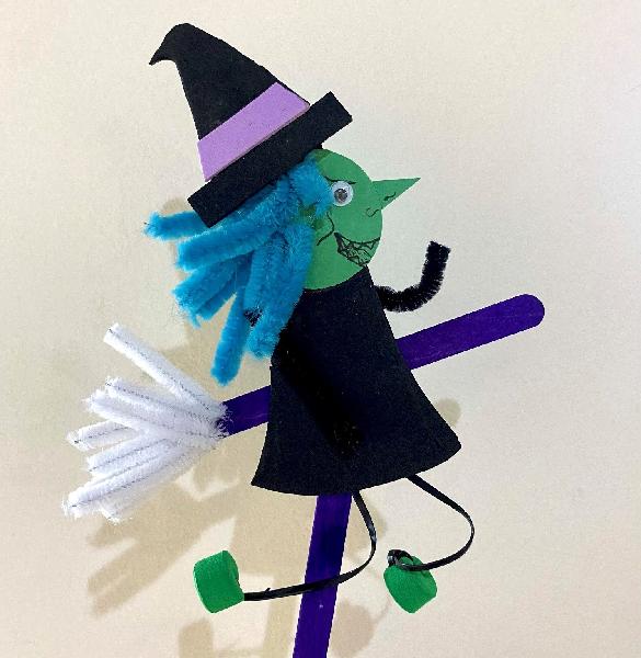 Witch on a Broomstick Puppet